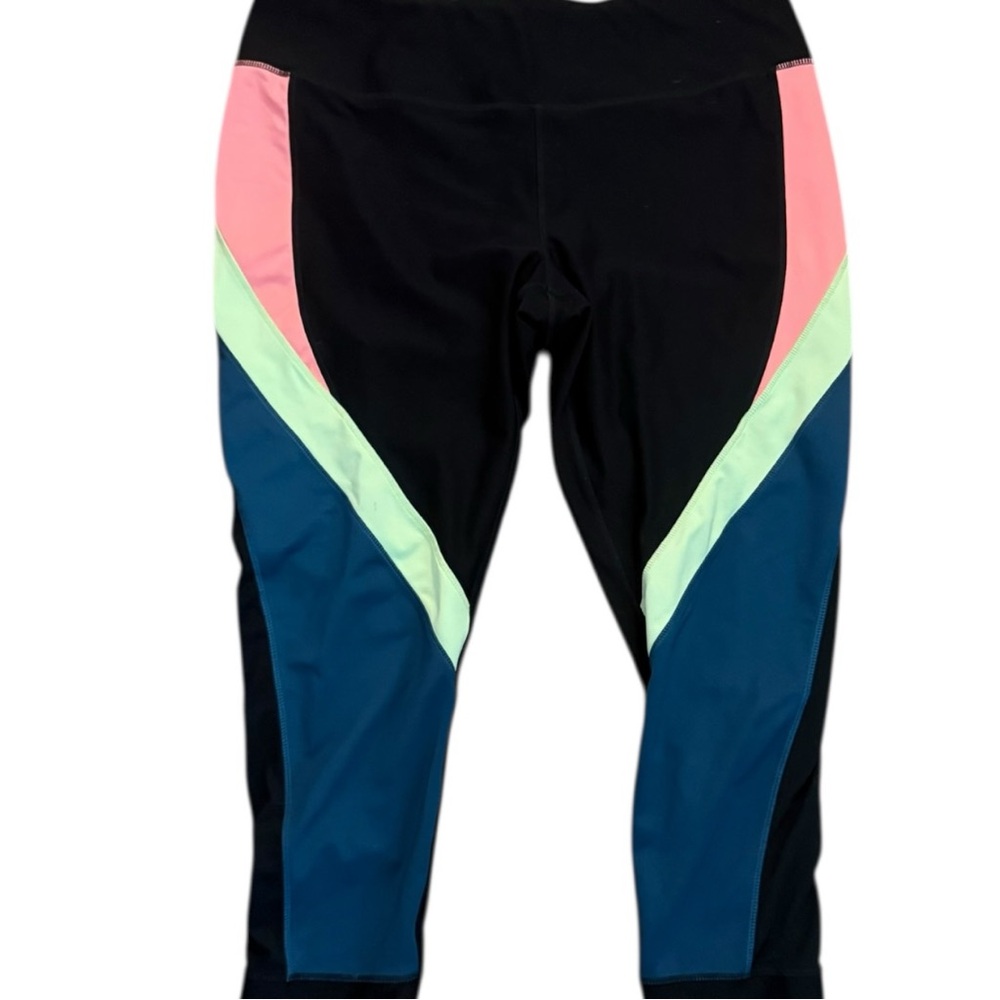 NOLA Athletic Leggings Colorblock Black Pink Green Blue Size 2X 22/24